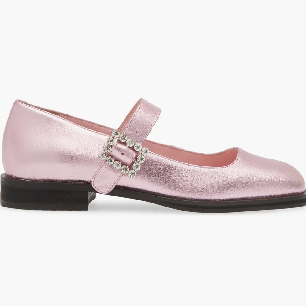 FREE PEOPLE Leather Diamanté Mary Janes